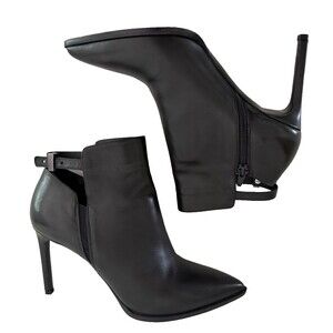 Vince Calla Leather Ankle High Heel Boots Women Size US 9.5 EU 41 Black Booties